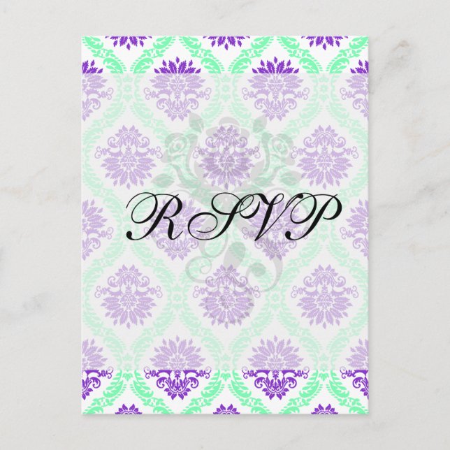 Postal damasco morado y verde (Anverso)