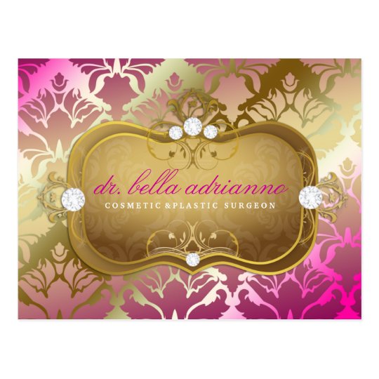 Postal Damasco rosado de oro atractivo 311