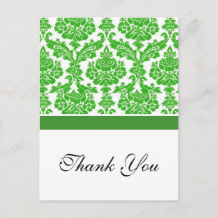 Postal damasco verde boda gracias
