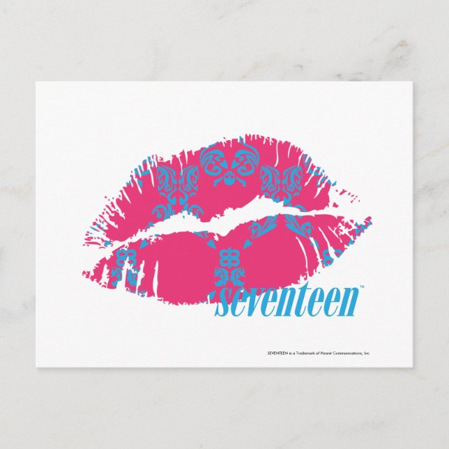 Postal Damask Aqua-Magenta (Anverso)