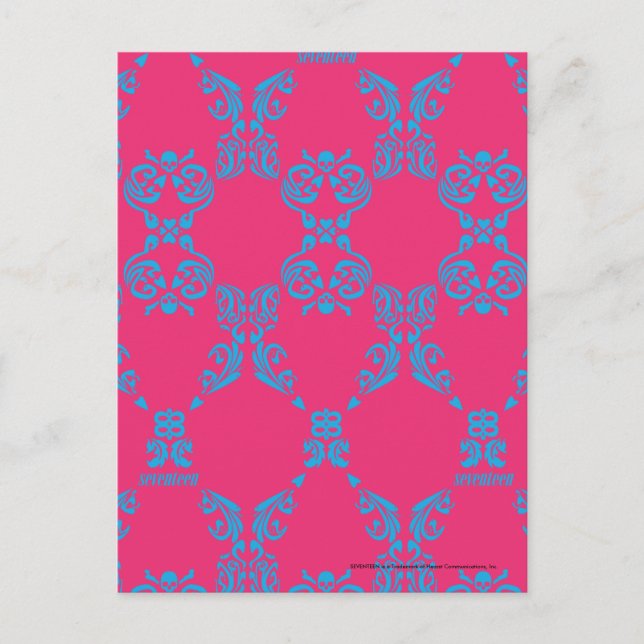 Postal Damask Aqua-Magenta (Anverso)