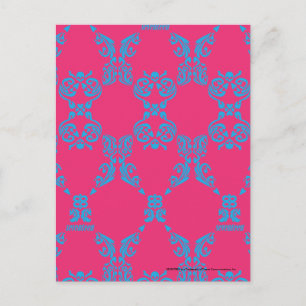 Postal Damask Aqua-Magenta