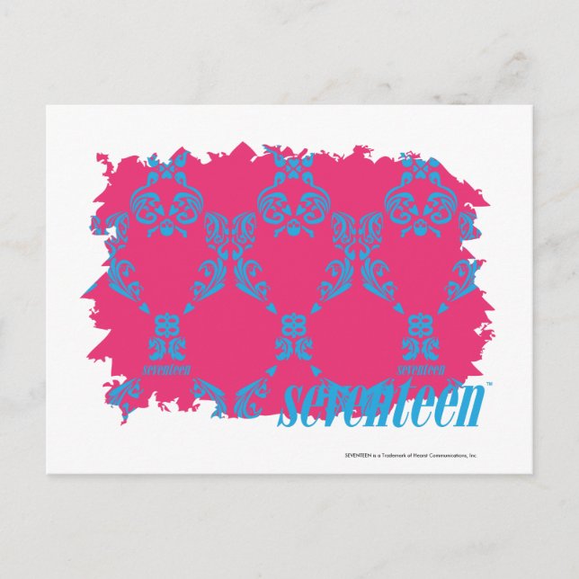 Postal Damask Aqua-Magenta 3 (Anverso)