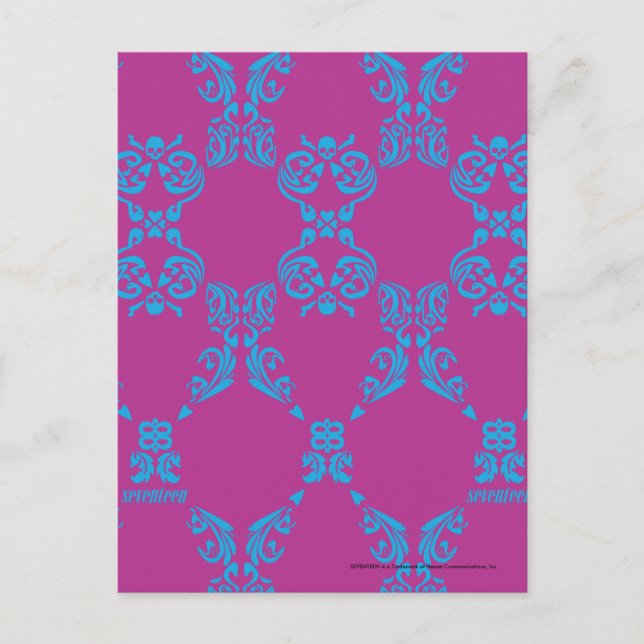 Postal Damask Aqua-Purple (Anverso)