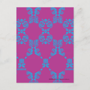 Postal Damask Aqua-Purple
