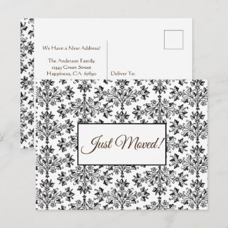 Postal Damask Floral Editable Negro Sobre Blanco Acaba De