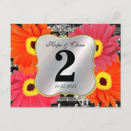 Postal Damask Fuchsia Gerber Daisy Boda Número de tabla
