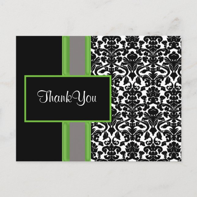 Postal damask lime Gracias Cartas (Anverso)