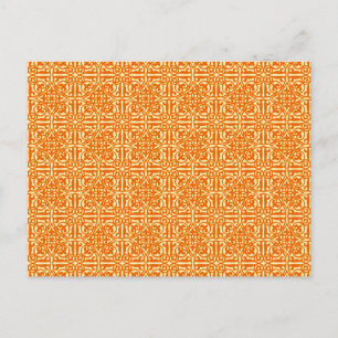 Postal Damask medieval Fleur-de-lis, naranja de mandarina
