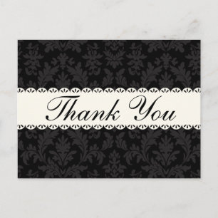 Postal Damask Vintage Gracias Negro Floral Blanco Encaje