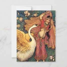 Postal "Damayanti y el cisne" por Warwick Goble