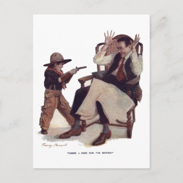 Postal ¡Dame un dinero para las películas! (Anverso)