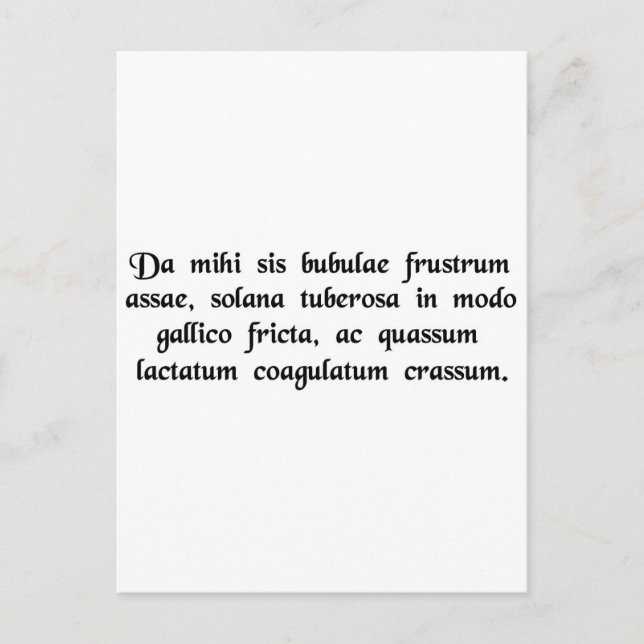 Postal Dame una hamburguesa, patatas fritas y un grueso.. (Anverso)