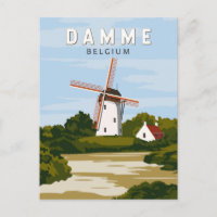 Damme Bélgica Arte de Viaje Retro Vintage