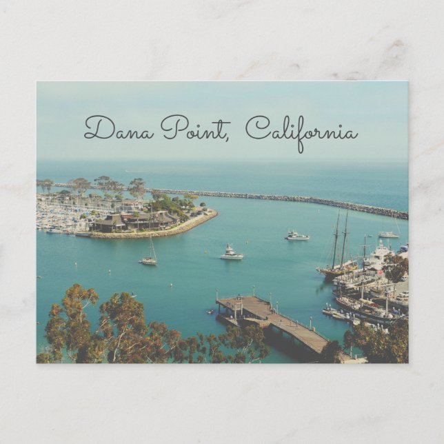 Postal Dana Point California Estilo Retro (Anverso)