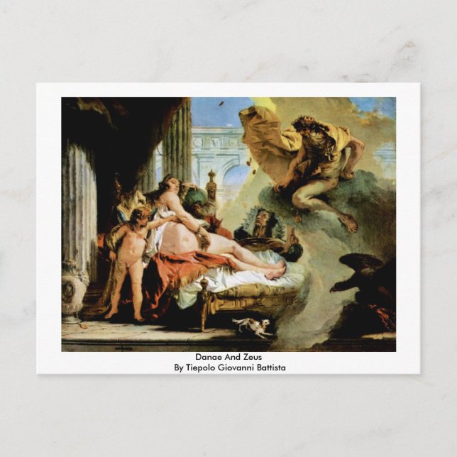 Postal Danae Y Zeus Por Tiepolo Giovanni Battista (Anverso)