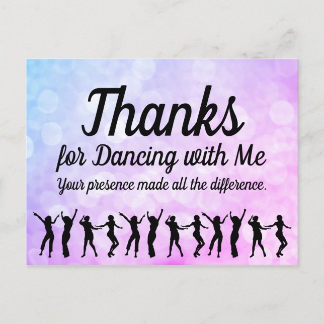 Postal Dance Birthday Party Gracias (Anverso)