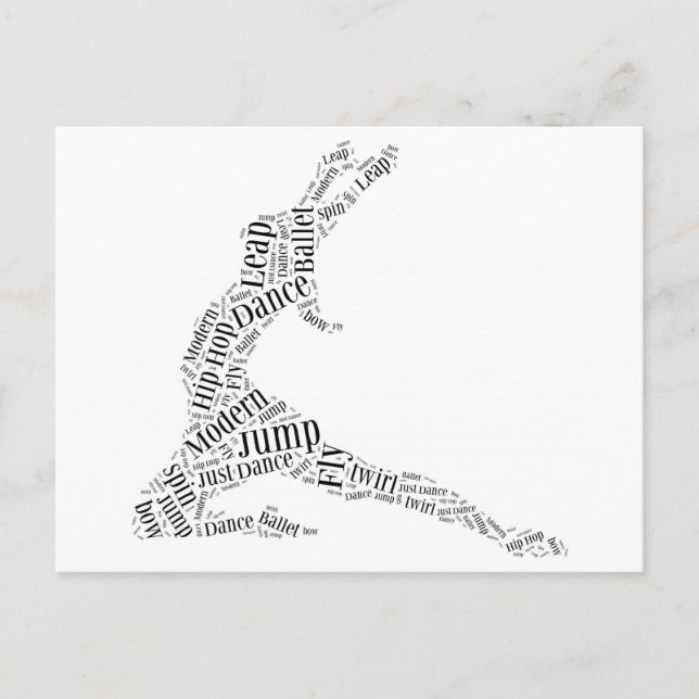 Postal Dance Word Cloud Black & White (Anverso)