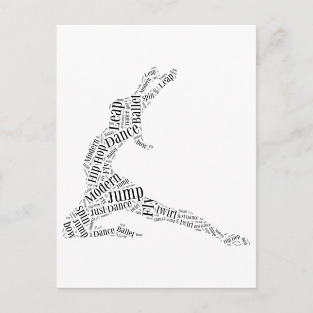 Postal Dance Word Cloud Black & White (Anverso)