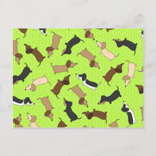 Postal Dancing Dachshunds (Lime Green)