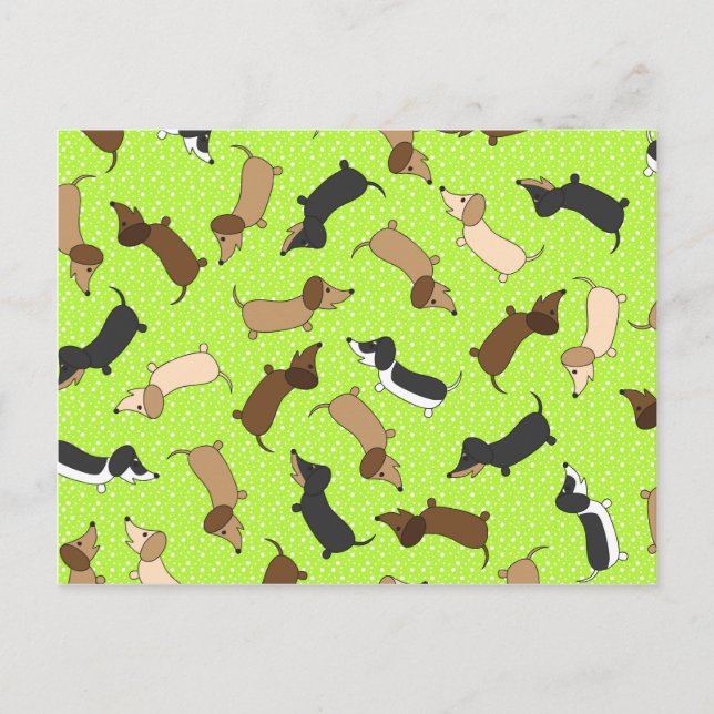Postal Dancing Dachshunds (Lime Green) (Anverso)