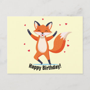 Postal Dancing Fox Feliz Cumpleaños Texto Personalizado