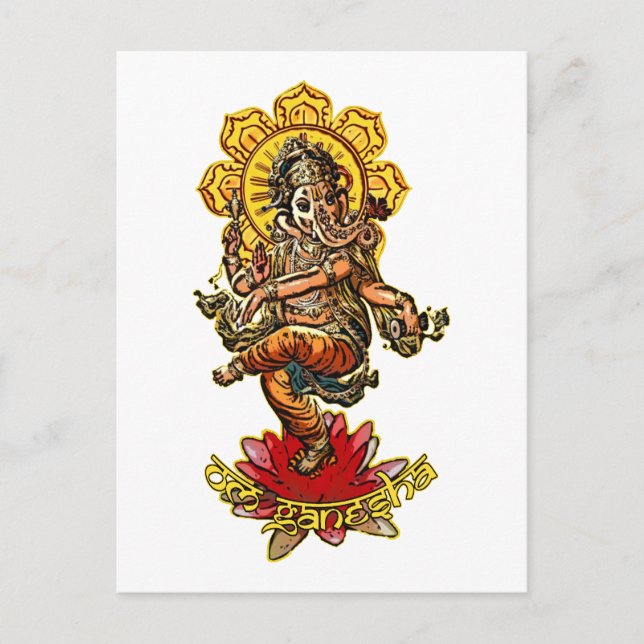 Postal DANCING GANESHA | hacer su propio fondo (Anverso)