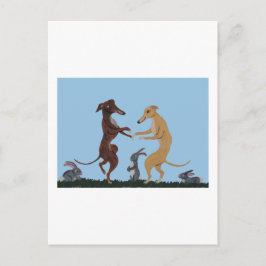 Postal Dancing Greyhounds & Bunny Friends Invitation