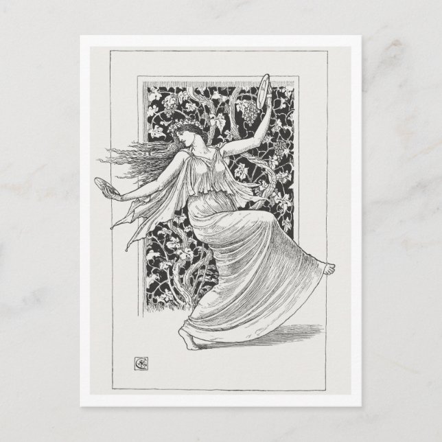 Postal Dancing Nymph Walter Crane Art (Anverso)