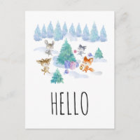 Dancing Woodland Animals Watercolor Hola