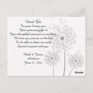 Postal Dandelion Blossoms Vines Bridal Gracias Cartas