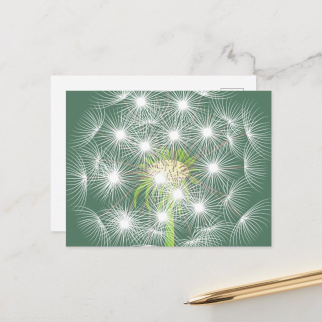 Postal Dandelion Fractal Postcard (Anverso/Reverso In Situ)