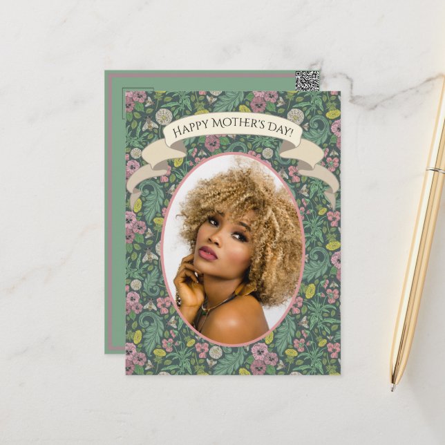 Postal Dandelions amarillos vintage Pink Pansy Faces Bebe (Anverso/Reverso In Situ)