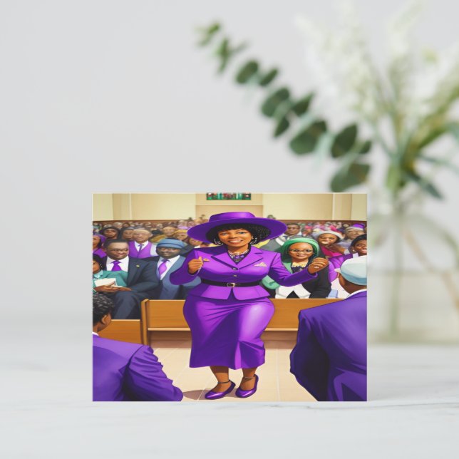 Postal Dándole a Dios la gloria del arte cristiano negro  (Anverso de pie)