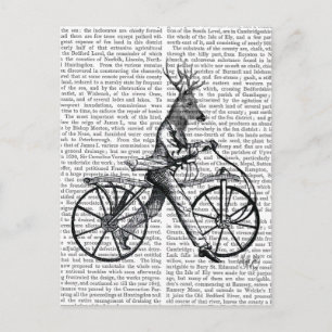 Postal Dandy Deer en bicicleta vieja