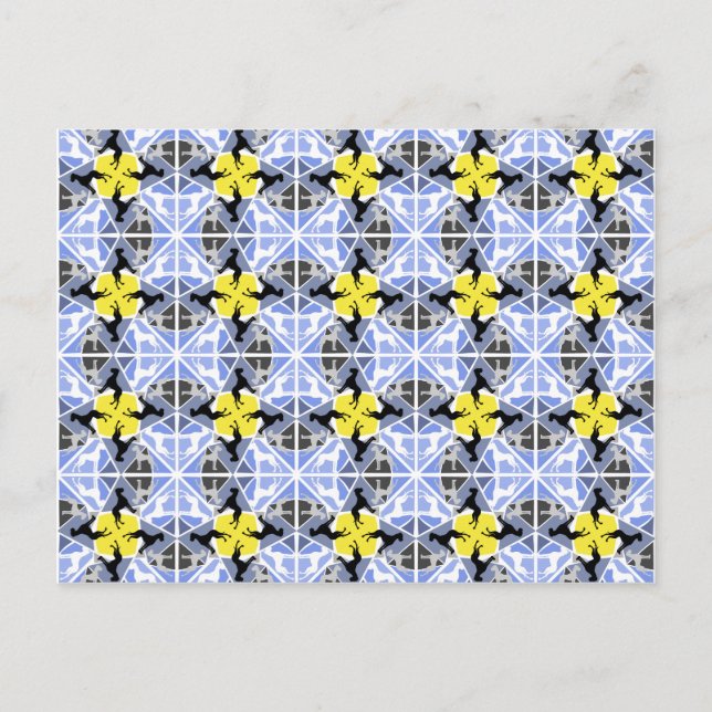 Postal Danes azules amarillos (Anverso)
