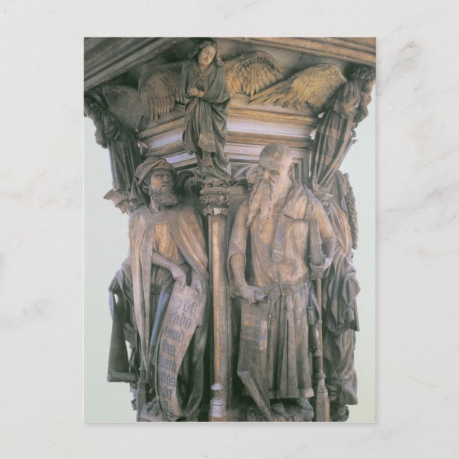 Postal Daniel e Isaías en disputa, pedestal hexagonal (Anverso)