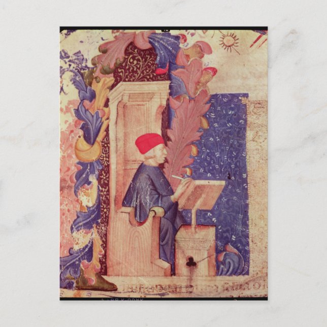 Postal Dante escribiendo 'La Divina Comedia' (Anverso)