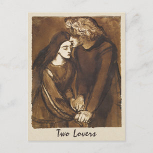 Postal Dante Gabriel Rossetti Dos amantes 1850