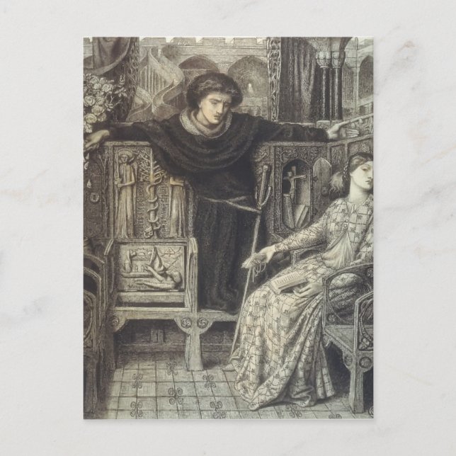 Postal Dante Gabriel Rossetti: Hamlet y Ophelia (Anverso)