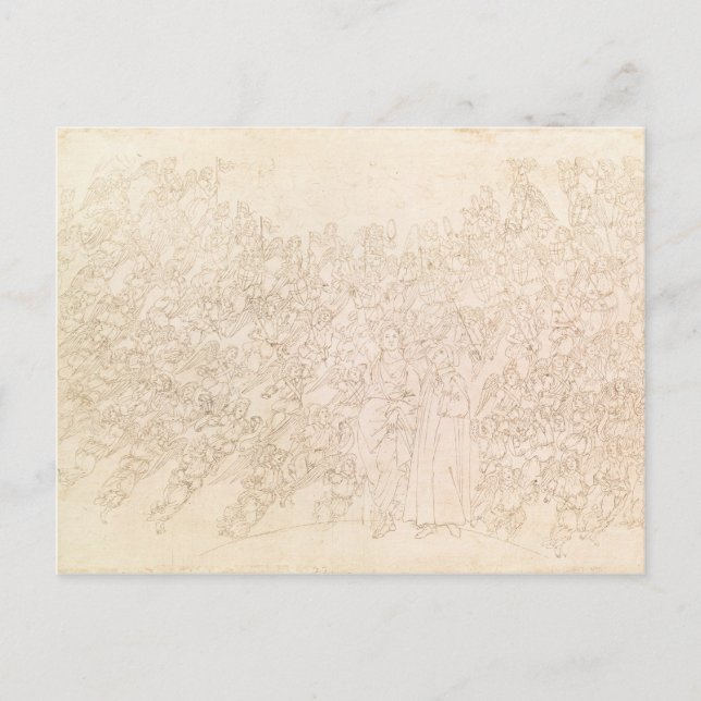 Postal Dante y Beatrice, del "Divino" de Dante (Anverso)