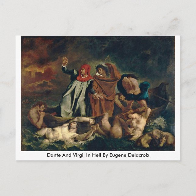 Postal Dante Y Virgil Por Eugene Delacroix (Anverso)