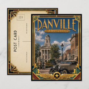 Postal Danville Kentucky Arte Deco Vintage Edad Dorada