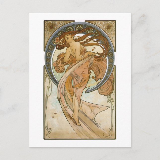 Postal Danza (1898), Alphonse Mucha Bella Artes Nouveau (Anverso)