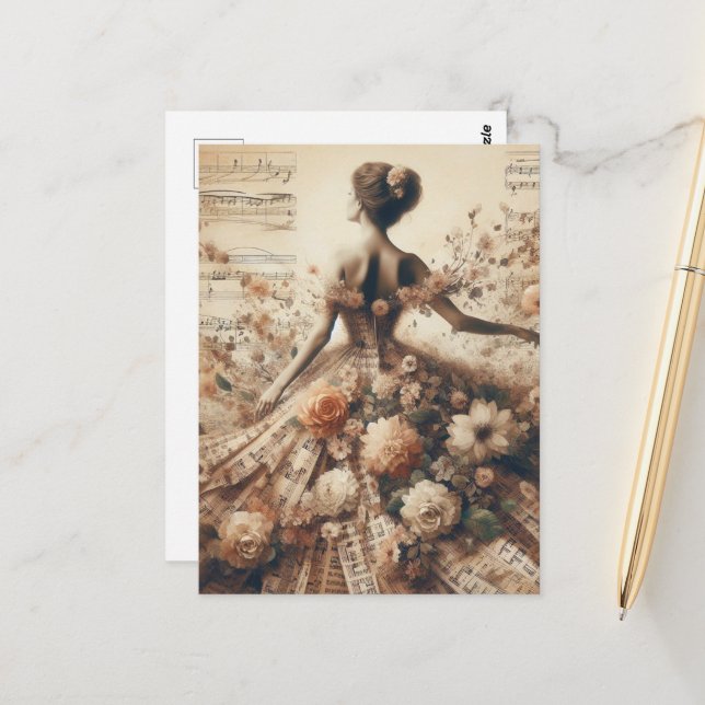 Postal Danza al Collage de la música floral (Anverso/Reverso In Situ)