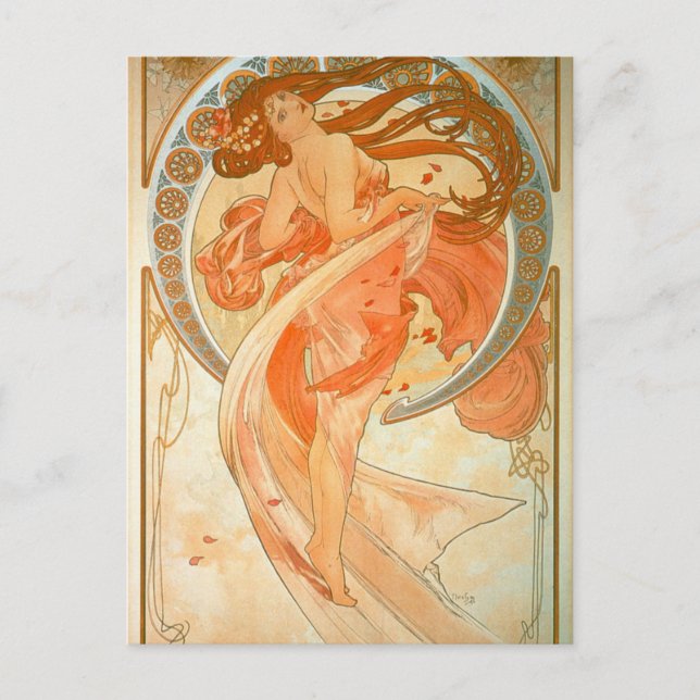 Postal "Danza" - Art Nouveau - Alphonse Mucha (Anverso)