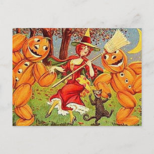 Postal Danza de brujas de KRW Vintage Halloween