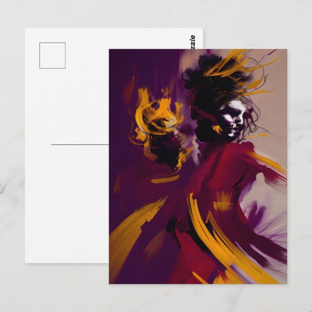 Postal Danza de la Mente – Figura Abstracta Expresiva (Anverso / Reverso)