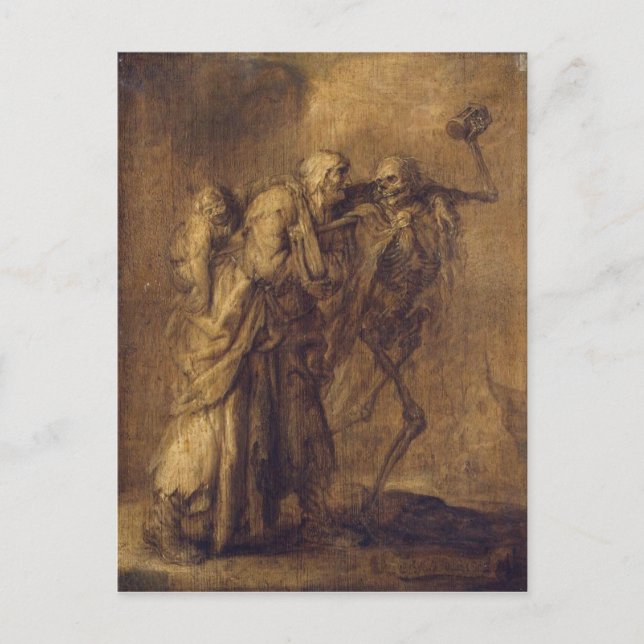 Postal Danza de la muerte por Adriaen van de Venne (Anverso)