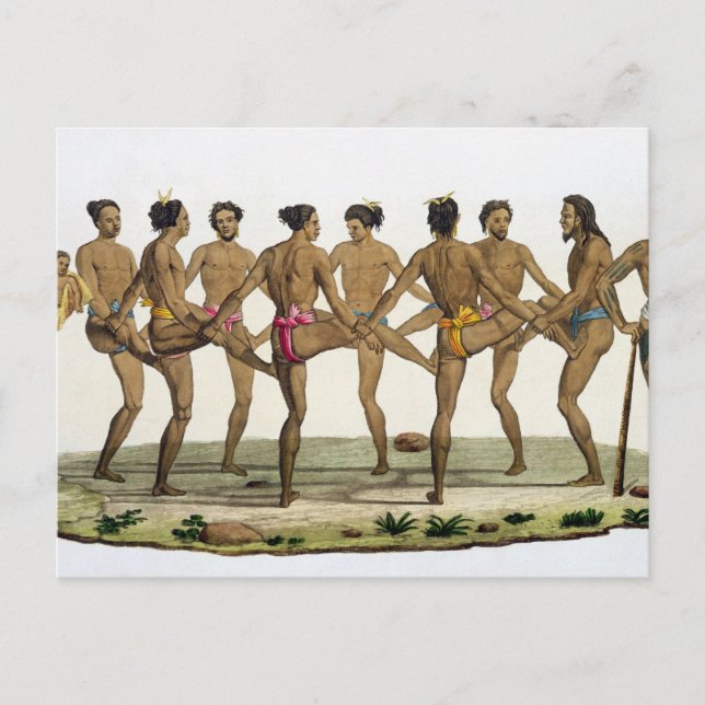 Postal Danza de los isleños de Caroline, plato 22 de 'Le (Anverso)